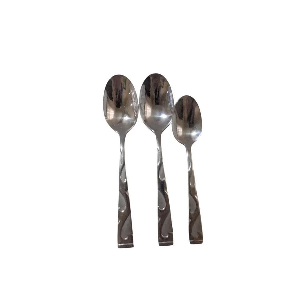Oneida Tuscany Stainless Steel Spoons Set of 3 Scroll Handle Silverware